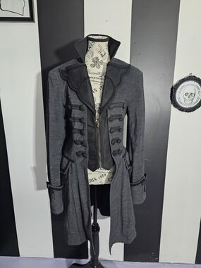 Womens Military-Inspired Gray Trench Coat